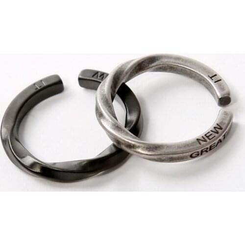 Viking Style Retro Vintage Stainless Steel Twisted Chain Open Rings For Women Men Punk Minimalist Open Couple Rings Jewelry