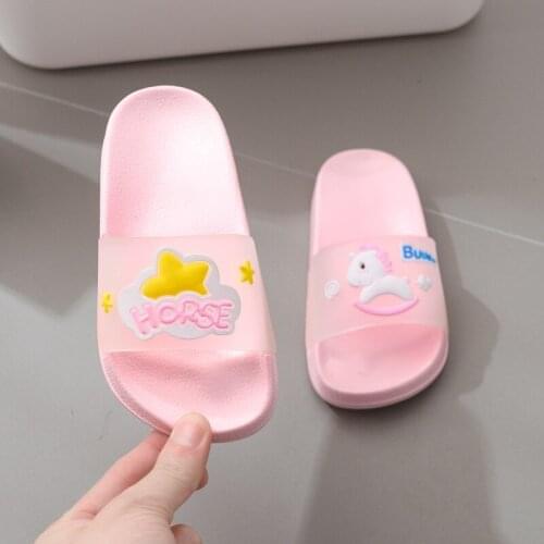 Children Kawaii Cartoon Animal Horse Transparent Unicorn Slippers Kids Boy Girl Summer Beach Shoes Home Bath Soft Bottom Sandals