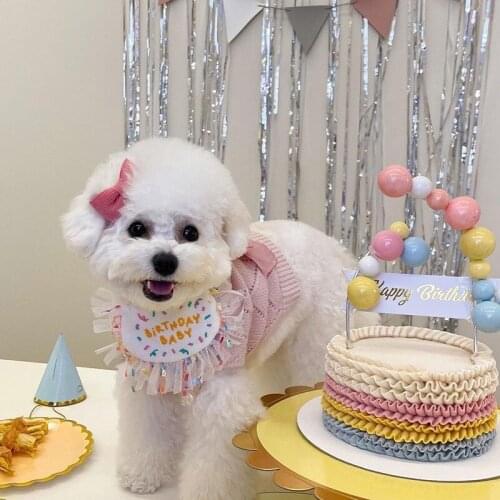 Happy Birthday Pet Dog Triangle Scarf Bibs Dog Hat Funny Cute Bandana Scarf Collar Adjustable Pet Neckerchief Scarf Accessories