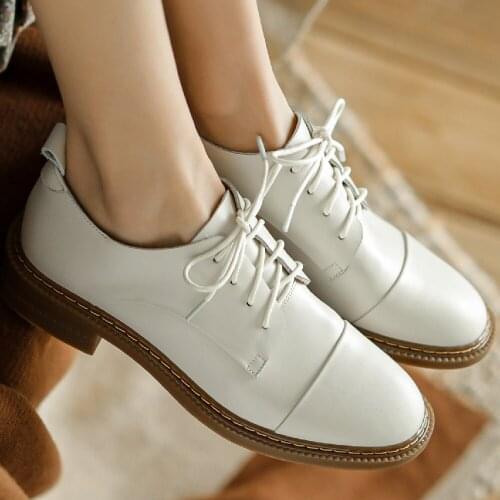 Womens genuine leather lace-up low heel comfortable oxfords leisure soft comfortable espadrilles casual daily shoes for women