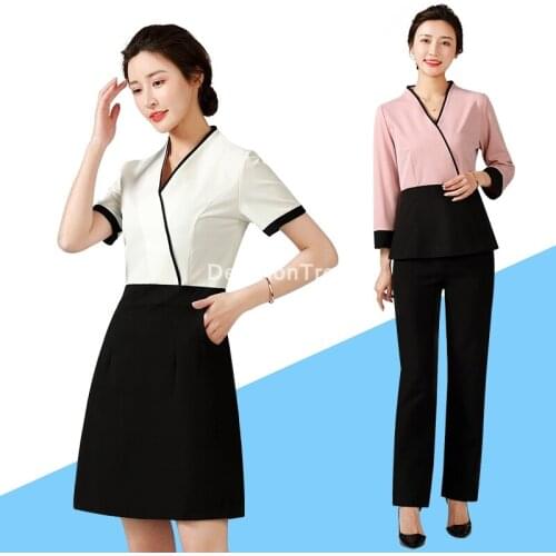 2021 massage clothing beautician uniform women v neck beautician clothes hotel spa beauty salon uniforms foot bath uniforms