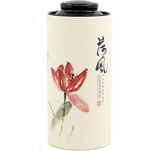 Xin Jia Yi Packaging Flower Lotus Pattern Paper Tube Round Shape Kitchen Canisters Set Metal Lid China Style Beautiful Paper can