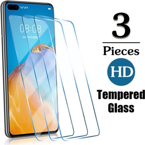 3Pcs Protective Glass For Huawei P20 P30 P40 P50 Screen Protector Glass For Huawei p30 p40 Lite E P20 Pro Transparent Glaso Film