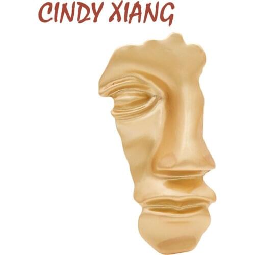 CINDY XIANG Gold Color Half face Brooch Large Fashion Coat Brooches For Women New Design Autumn Winter Alloy Accessories