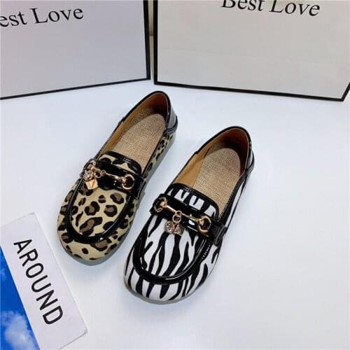 Large size womens shoes 41-43 fashion leopard houndstooth flat peas shoes all-match single shoe foot tide