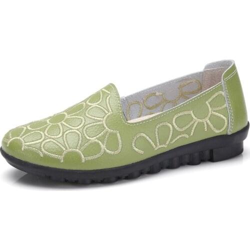 2021 Spring/Summer New Authentic Leather Womens Shoes Casual Pumps Womens Flat Loafers Low-Cut Womens Shoes