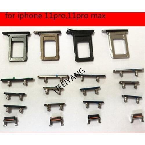 10set/lot Original For iPhone 11 pro max Sim Card Tray Volume Key Button Power Key Switch On Off Button Mute Switch