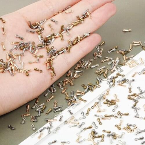 100pcs Small Water Drop Beads Extension Chain Tail Chain End Water Drop Pendant 2X7mm DIY Handmade Jewellery Making Supplies
