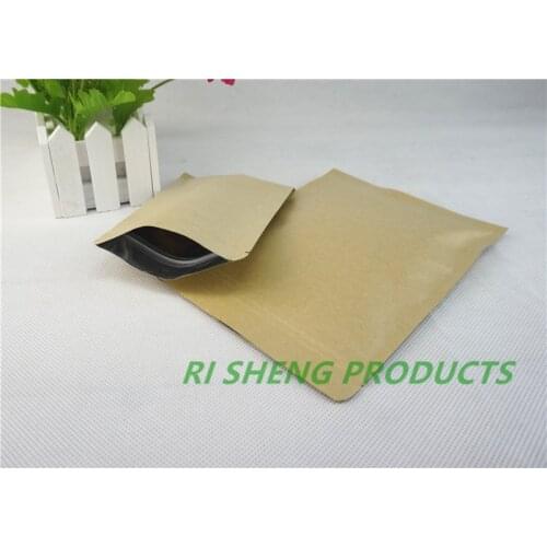 100pcs zip pouches 14X20cm Brown Kraft aluminized pouch, Inner aluminium foil Kraft paper bag Resealable ZipLock Grip seal sack