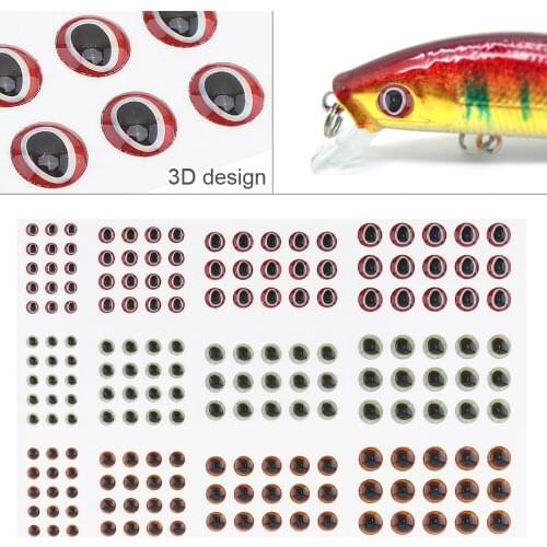 183pcs/lot 3D Stick Fishing Eyes Fly Tying Simulation Eyes Fishing Lure DIY Red Green Orange 3 4 5 6mm Mixed for Lure Making