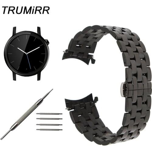 20mm Stainless Steel Watchband Curved End Strap for Moto 360 2 42mm Men Samsung Gear S2 Classic R732 R735 Watch Band Wrist Belt