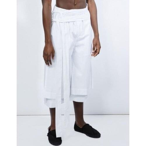 2018 mens new fashion Male Hair Stylist GD Two false pieces loose Wide Leg Pants plus size singer costumes clothing 27-46