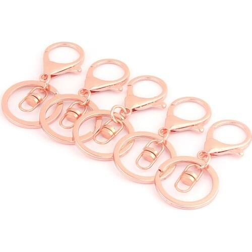 25mm Rose Gold Lobster Swivel Claw Clasps with Ring Swivel Hook Keychain Key Ring Clasp Strap Hook for Key Purse Clasps Handbag