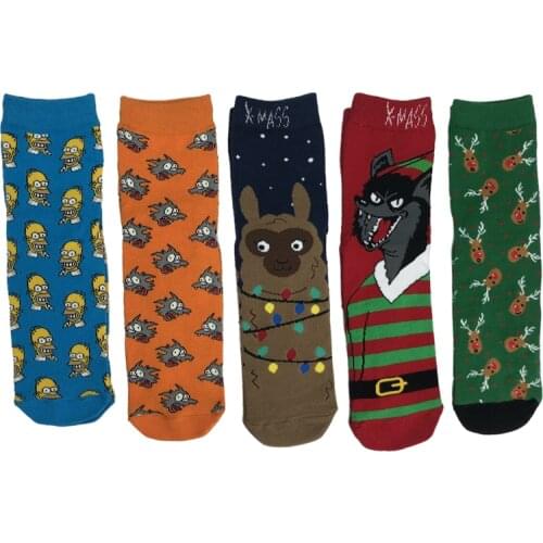 [38-44] Fashion Creativity Hip-hop Medium Tube Cotton Socks Trend Cartoon Personality Men And Women Street Style Skateboard