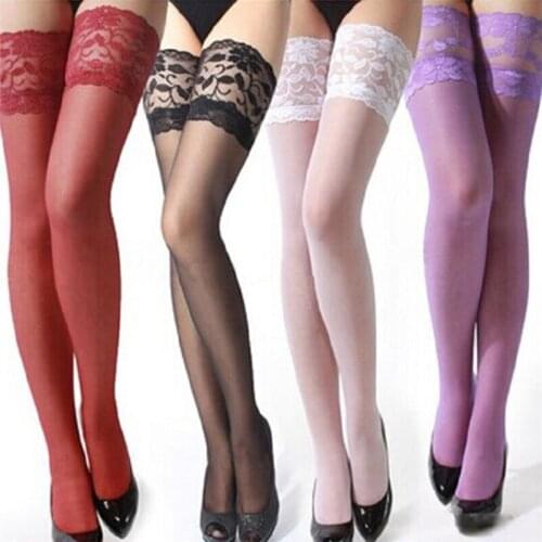 4 Colors Sexy Stylist Fashion Ladies Women Lace Top Stay Up Thigh High Stockings Summer Nightclubs Pantyhose