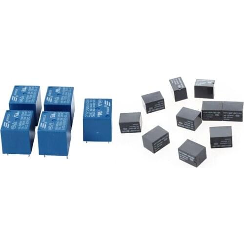 5 Pcs 5V DC Mini Power Relay PCB Type Power Relay with 10 Pcs Mini Electronic Relays DC 12V Black