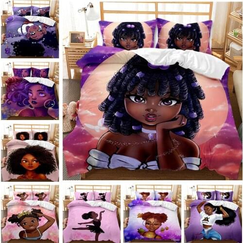 African Girl Music Fashion Luxury Bedding Sanded Three-Piece Set Of Various Sizes 3D Printing Four Seasons Household, No Sheets