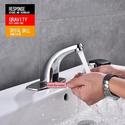 Bathroom Automatic Infrared Sensor Tap Sink Hands Touchless Free Faucet Sensor Tap Water Saving Inductive Electric Basin Faucet