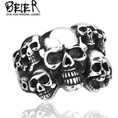 Cheap Mens Punk Biker 316L Stainless Steel Unique Design Skull Ring Jewelry BR8-041 US Size