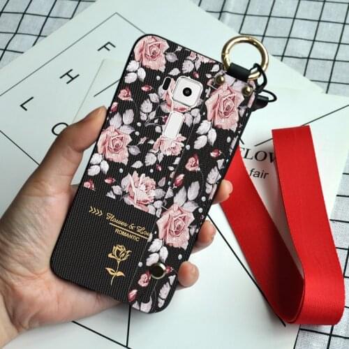 3D Floral Hand Strap Case For Asus Zenfone Max Pro M1 ZB601KL ZB602KL Silicone Cover With Lanyard For Asus ZenFone 3 ZE552KL