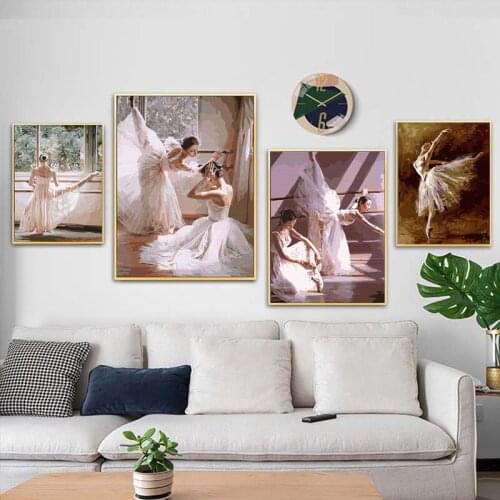 Elegant Dancing Girl Canvas Painting Vintage Fashion Wall Art Posters and Prints Oil Painting Nordic Living Room Home Decor