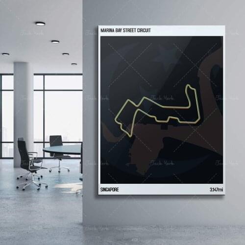 Marina Bay Street Circuit Formula 1 Gift, Formula 1 Art, Print, F1 Race Track Circuit Map Singapore Poster, Wall Hanging