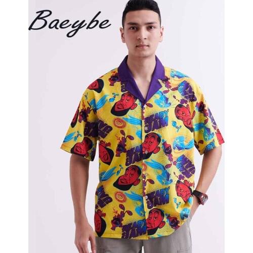 Summer Beach Man Hawaiian Shirts Couples Matching Casual Clothing Cartoon Printed Button Up Turn-Down Collar Short Sleeve Shirt