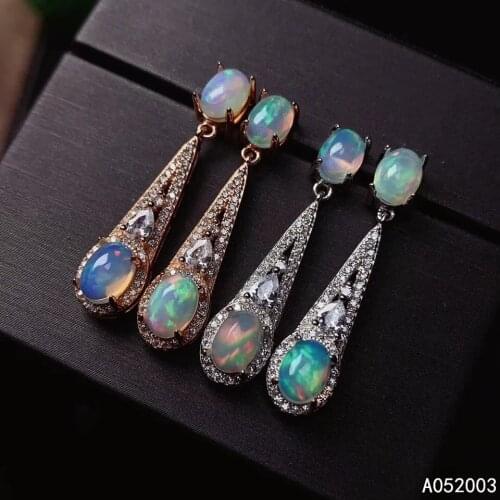 KJJEAXCMY Fine Jewelry 925 sterling silver inlaid natural opal female earrings Eardrop luxury support detection