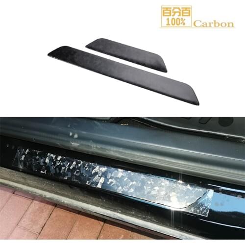 Forged Carbon Fiber Car Door Sill Protector Scuff Plate Pedal Bumper Strip For Tesla Model 3 Sticker Accessories