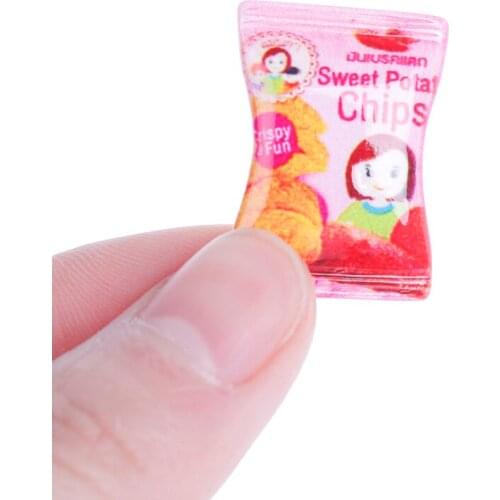 1/12 Scale Dollhouse Miniature Resin Potato Chips Snacks Pretend Play Food For Doll House Kitchen Accessories