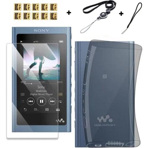 Soft TPU Protective Skin Case Cover For Sony Walkman NW-A50 A55 A56 A57 A55HN A56HN A57HN and Tempered Glass Screen Protector
