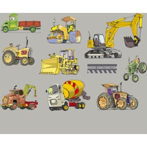 20pcs Truck Excavator Baby Boy Shirt Washable Heat Transfer Sticker Vinyl Patches Iron On Patch For Clothing Sweater Patchwork