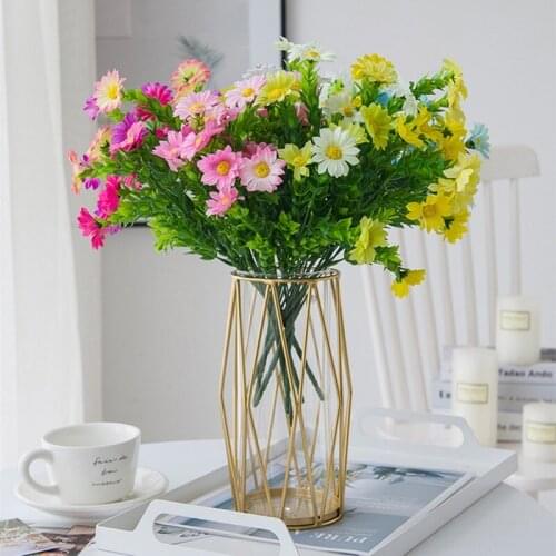 1pc Small Daisy Wedding Simulation Bouquet Artificial Silk Flower Handmade Fake Plant Flowers Arrangement Window Decoration