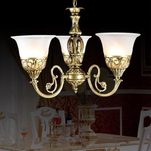 Multiple Chandelier Iron alloy antique bronze color chandelier hanging lamps Continental chandeliers living room lights 3 ZX65