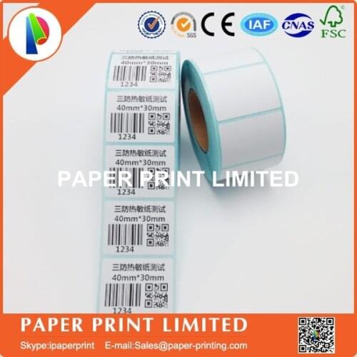 Wholesale 30 rolls Thermal sticker paper 40x30mm 800sheets barcode printing paper paper bar code label printing paper