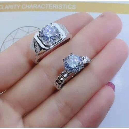 High-quality Moissanite Gemstone Couple Rings Real 925 Sterling Silver Fashion Fine Wedding Jewelry MeiBaPJFS