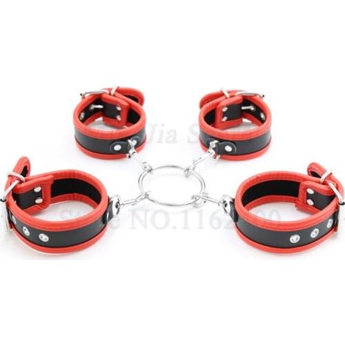 Adjustable PU Leather Handcuffs Ankle Cuffs BDSM Wrist Cuffs Shackles Bondage Restraints Adult Games Flirt Sex Toys For Couples