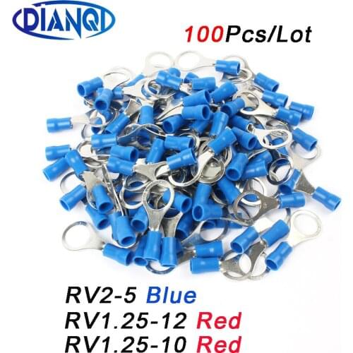 RV2 Small Blue Circular Pre-insulating Terminal(Type TO-JTK) Terminal Connector/Cable Connector/Wire Connector 100Pc/Lot