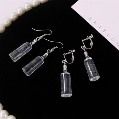 Todorova Creative Cool Vodka Bottle Drop Earrings For Women Funny Drinking Cartoon Transparent Water Bottle Dangle Earrings
