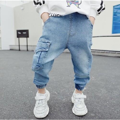 Boys pants 2020 spring & autumn new tooling loose casual Kids jeans children handsome cool jeans children trousers 2-8 years