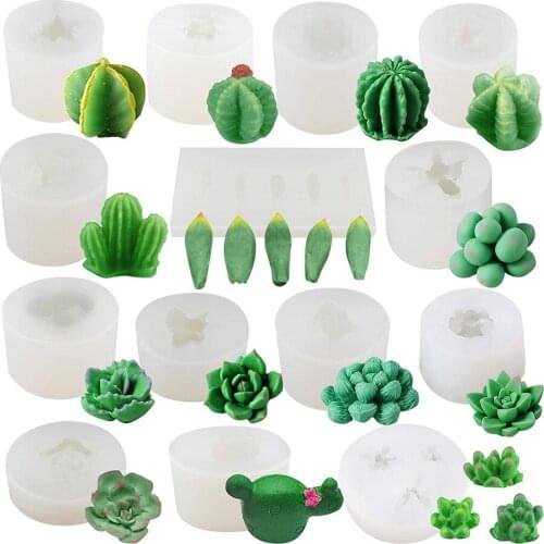 1PCS Succulent Plants Candle Silicone Mold Cactus DIY Uv Resin Cupcake Chocolate Epoxy Sugar Plaster Clay Mould