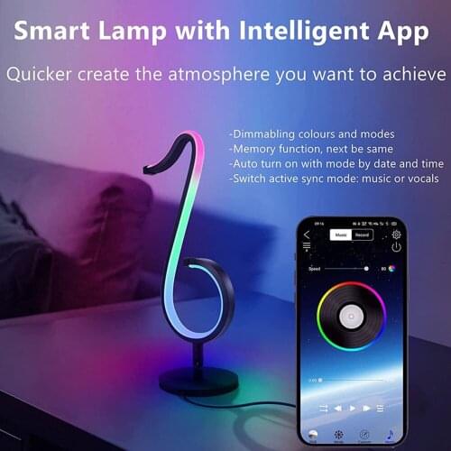 Colorful LED Music Note Night Light Bluetooth App Remote Control Desk Lamp RGB Wall Lamp Home Bedroom decoration Christmas Gift