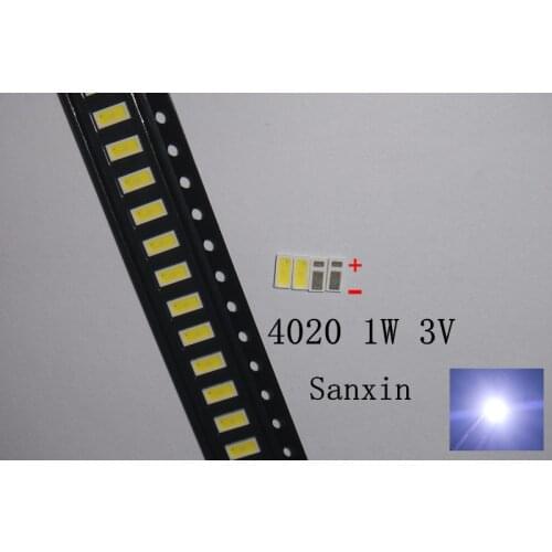 AOT LED 100pcs Backlight Middle Power LED 0.5W 3V 4020 48LM Cool white LCD Backlight for TV TV Application 4020C-W3C4
