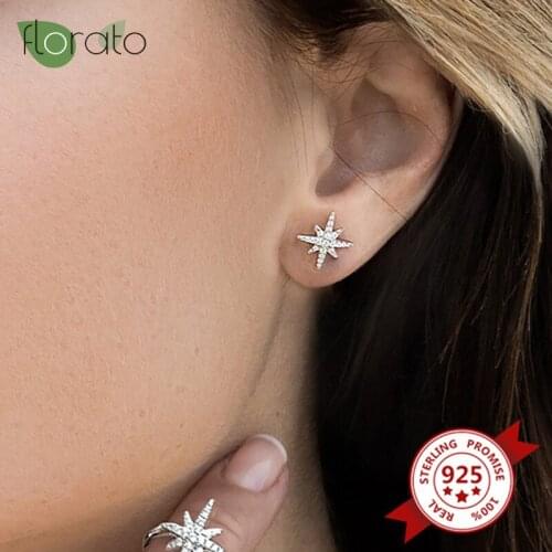 High Quality Silver 925 Cubic Zirconia Glittering Irregular Star Jewelry Earrings Korean Womens Hypoallergenic Earrings Small