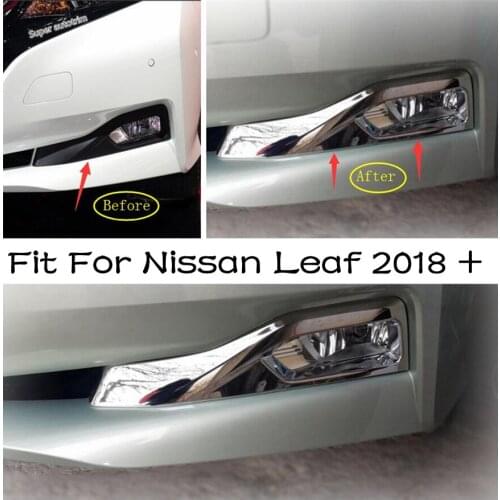 Lapetus Bright Front Fog Lights Lamp Frame Cover Trim 2 Pcs Fit For Nissan Leaf 2018 - 2021 ABS Accessories Exterior Refit Kit