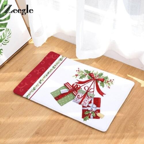 Zeegle Christmas Decoration Mats Anti-slip Welcome Entrance Door Mat Absorbent Bedroom Bedside Mats Floor Carpet Rug For Kitchen