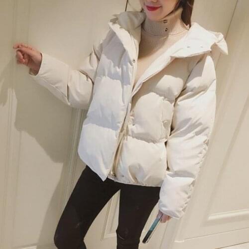 SURUFENG Cotton Padded Short Jacket Autumn Winter Hooded Woman Zip Up Large Size Coat Thicken Warm Femal Casual 5 Colour