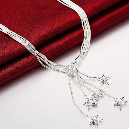 Jewelry Necklace 925 Sterling Silver Sky Five-Pointed Star Necklace for Women Birthday Gift New 2019