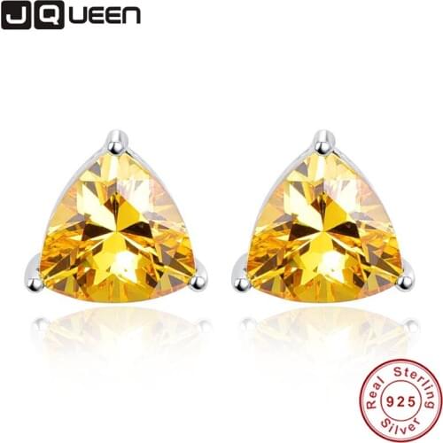6.2ct Genuine 925 Sterling Silver Wedding Engagement Jewelry Triangle Citrine Earrings brincos Fashion Jewelry for women