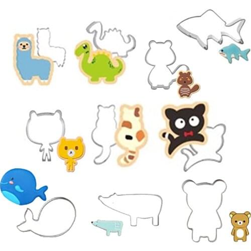 10 piece set 430 Stainless Steel Animal Cookie Cutter Mini Cookie Moulds For Chocolate Biscuit Cookies Made Tools Cookie Mould